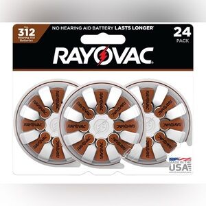 Rayovac Size 312 Extra Advanced Mercury Free Hearing Aid Batteries 24 count